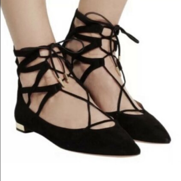 Aquazzura Belgravia black lace up flats sz 42 - Picture 3 of 9